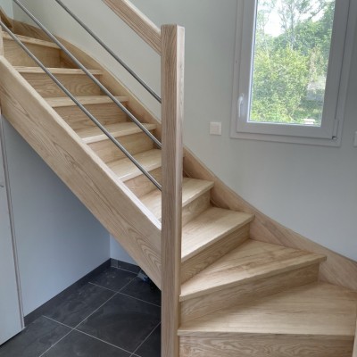 Escalier en 2/4 tournant - Double limon - Tubes